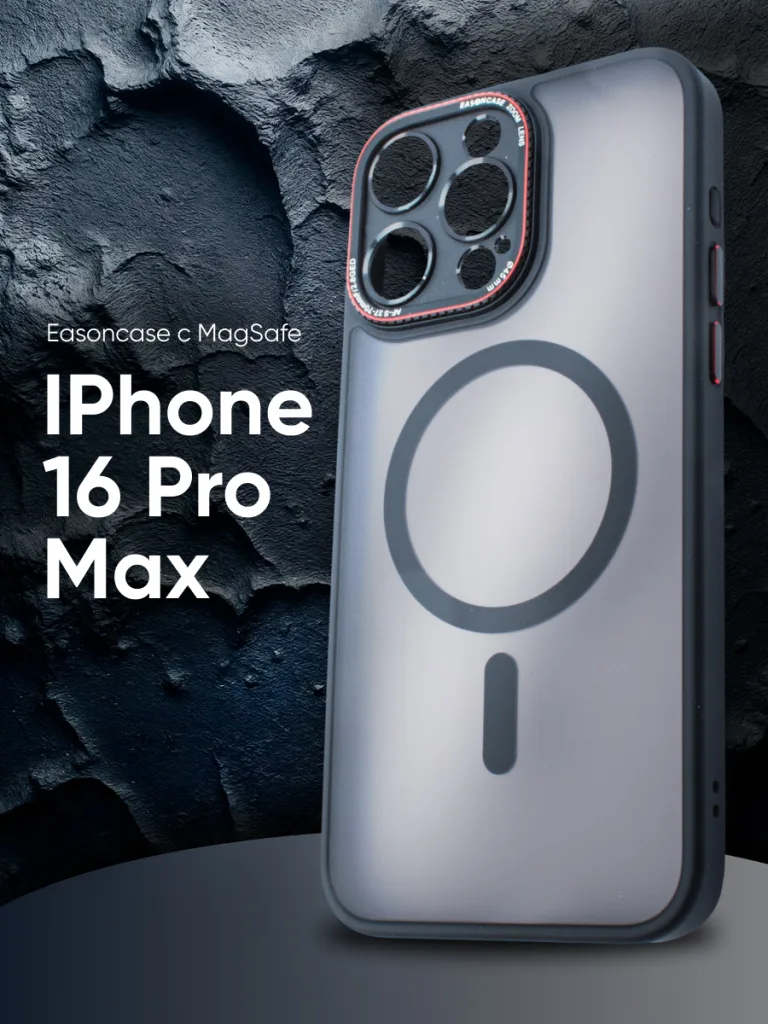 Чехол бампер Easoncase с MagSafe для iPhone 16 Pro Max черный — вид спереди