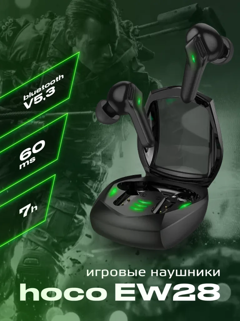Беспроводные внутриканальные наушники Hoco EW28 в черном цвете.