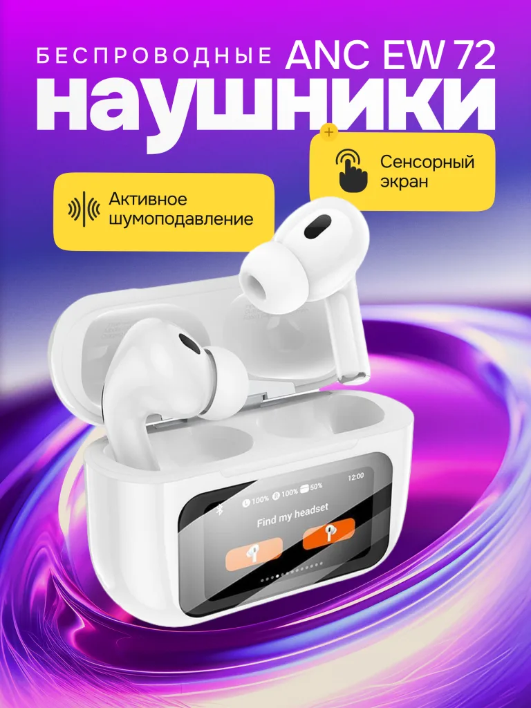 Беспроводные наушники Hoco EW72 ANC белого цвета в стильном дизайне.