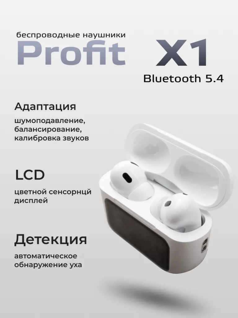 Беспроводные внутриканальные наушники Profit X1 в белом цвете, основное изображение товара.