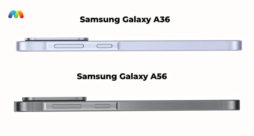 Боковой профиль Samsung Galaxy A36 или A56 — тонкий корпус