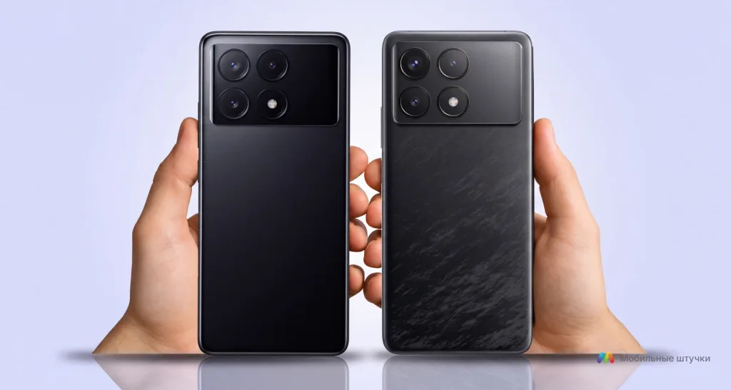 Сравнение размеров и дизайна Poco F6 Pro и Poco X6 Pro в руках. Визуальное сравнение задней панели.