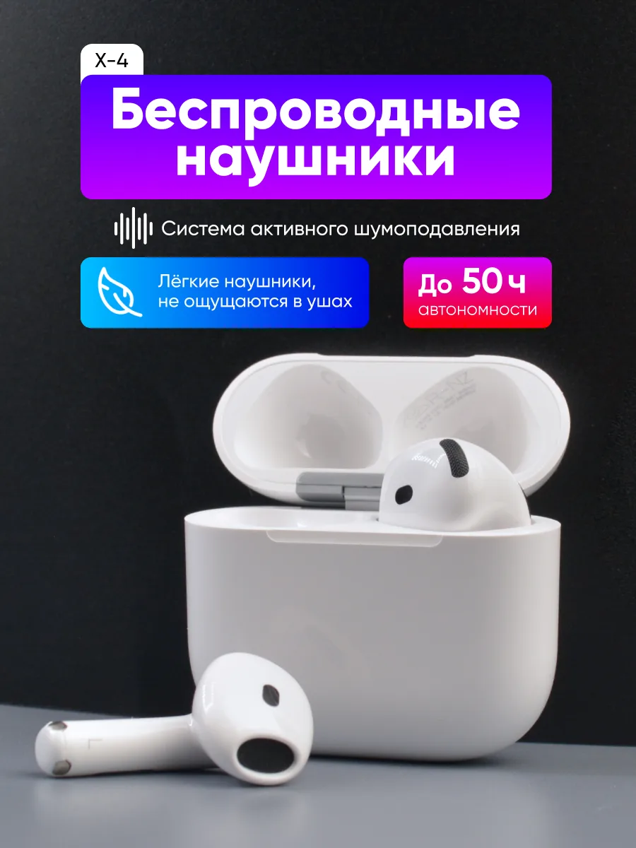 Беспроводные наушники X4 с шумоподавлением (белый) — фото 1