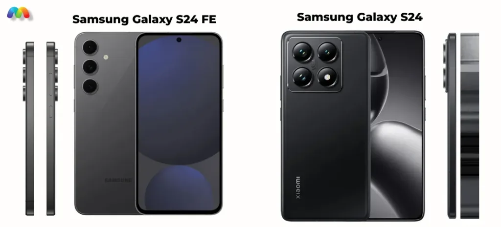 Полное сравнение дизайна Samsung Galaxy S24 FE и Samsung Galaxy S24 с разных ракурсов