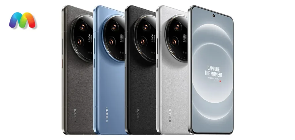 Линейка смартфонов Xiaomi 15 Ultra в четырех цветах: сером, голубом, черном и серебристом.