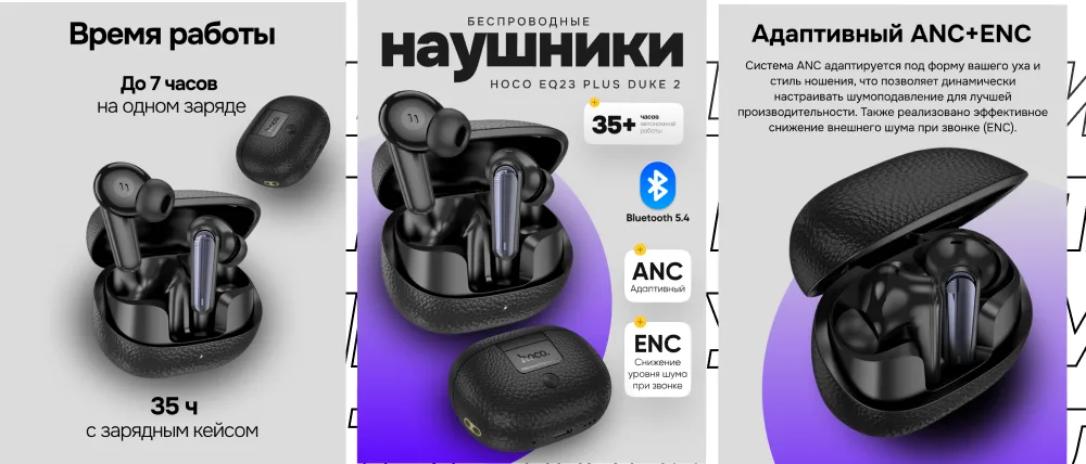 Наушники беспроводные Hoco EQ23 Plus Duke II ANC+ENC
