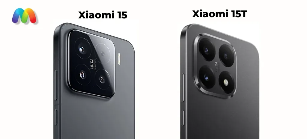 Макрофотография блоков камер смартфонов Xiaomi 15 и Xiaomi 15T.