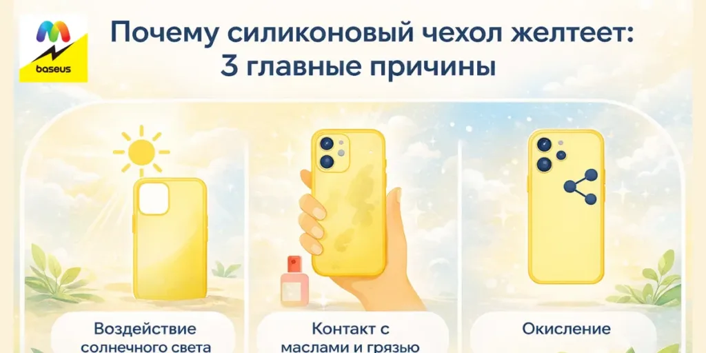 Три иконки: солнце, грязные руки, процесс окисления