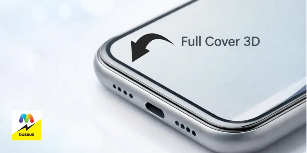 Смартфон с установленным защитным стеклом формата Full Cover 3D