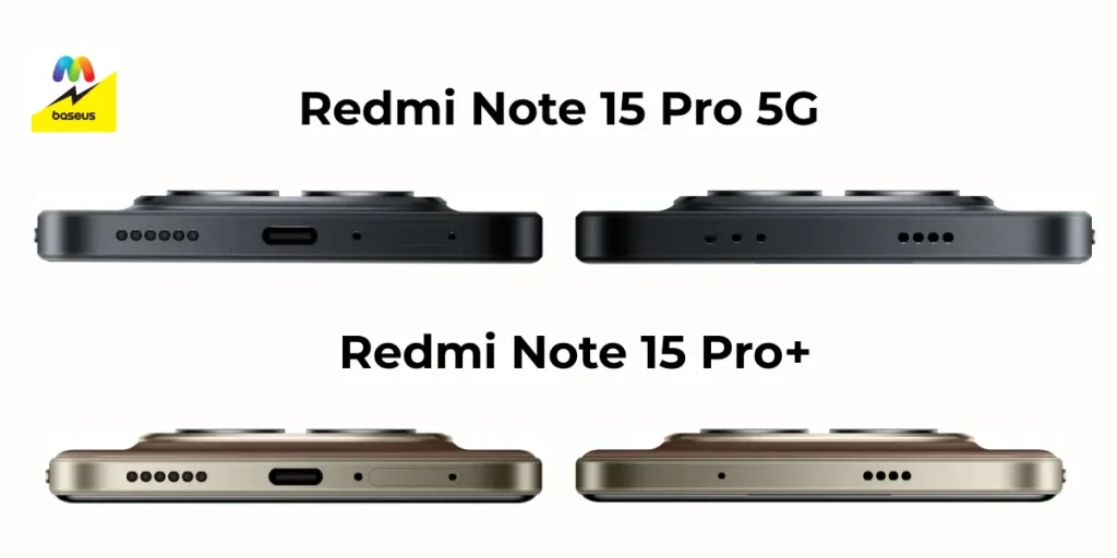 Расположение разъемов и динамиков на гранях Redmi Note 15 Pro 5G и Pro+