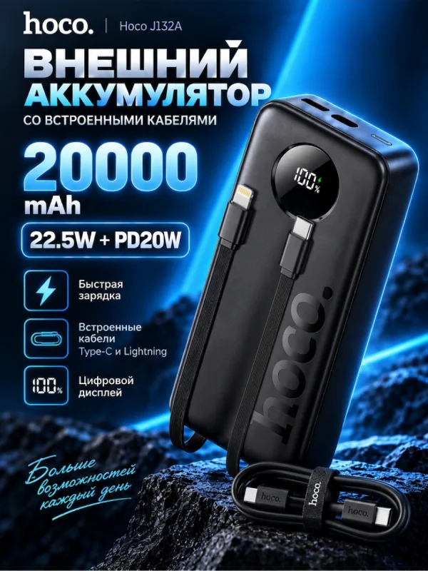 Повербанк Hoco J132A 20000 mAh (черный)