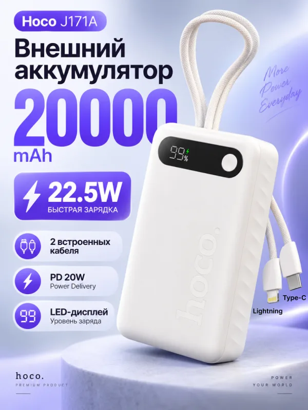 Повербанк Hoco J171A 20000 mAh 22.5W белый