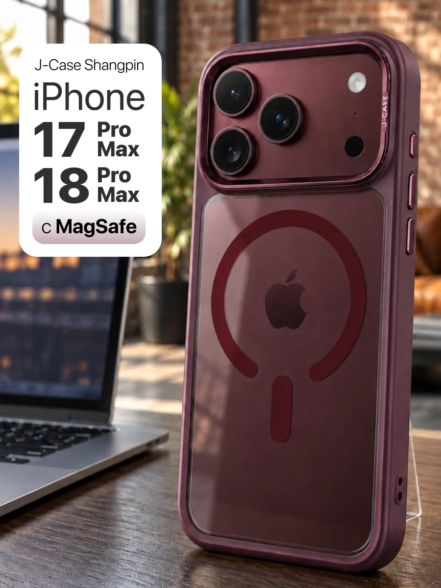 Противоударный чехол J-Case Shangpin MagSafe (бургунди) на iPhone 17 Pro / 18 Pro — фото 1