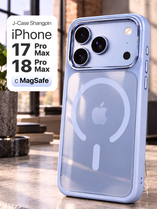 Противоударный чехол J-Case Shangpin MagSafe для iPhone 17 Pro | 18 Pro, голубой.
