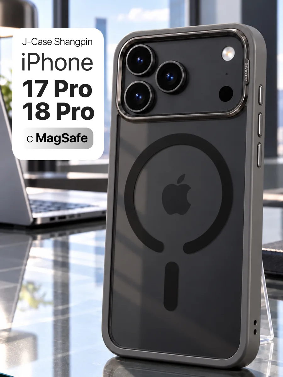 Противоударный чехол J-Case Shangpin MagSafe (серый) на iPhone 17 Pro / 18 Pro — фото 1